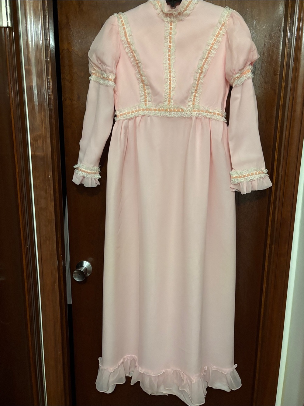 Authentic Vintage 1970’s Pink Formal Gown Princess Dress Size 13 Halloween